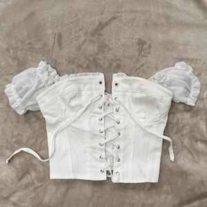 IAMGIA HOLLY WHITE CORSET PUFF SLEEVE TOP